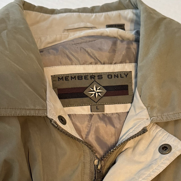 Members Only Olive Green Field Jacket Coat L Quilted Zip Out Liner Pockets - Picture 5 of 9